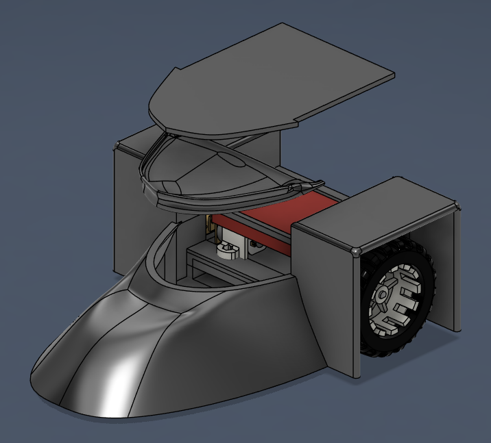 Pusher variant — optimised for maximum pushing force with centrally mounted DC motors and reinforced front plate.
